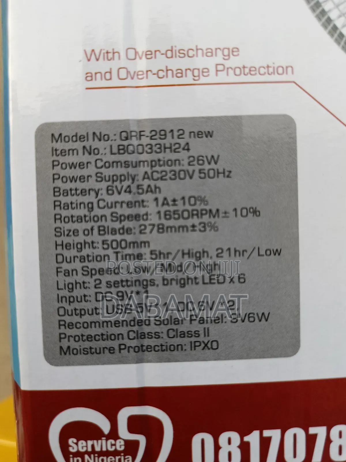 Qasa 12 Inches Table/Wall Type Rechargeable Solar Fan