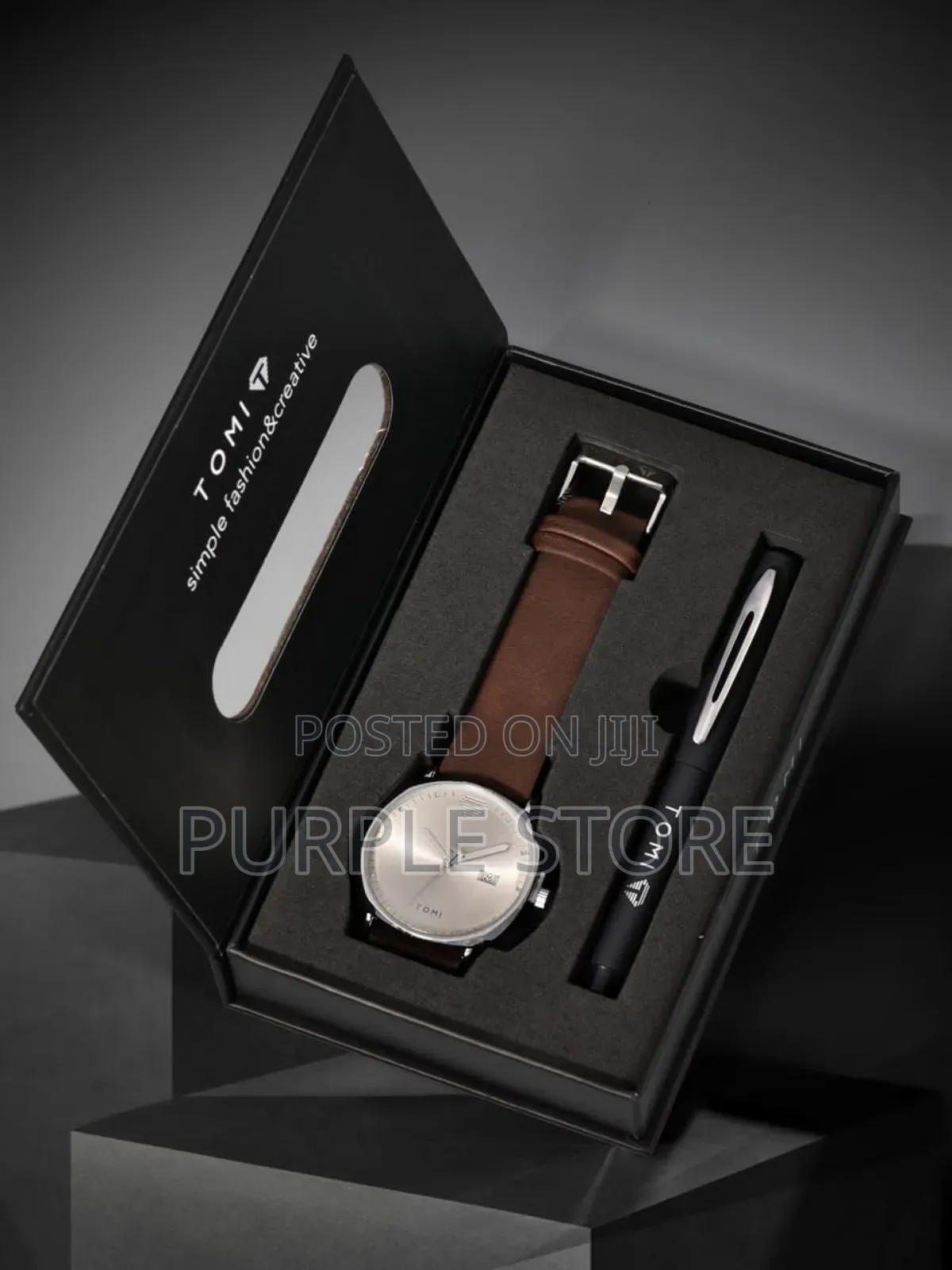 Tomi Leather Watch and Pen Set