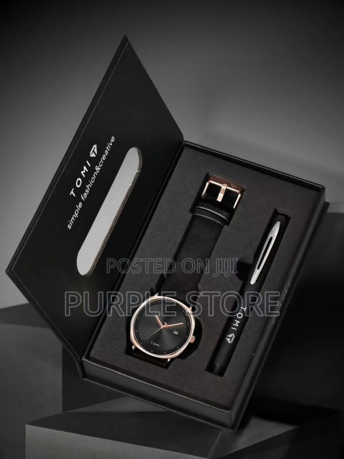 Tomi Leather Watch and Pen Set