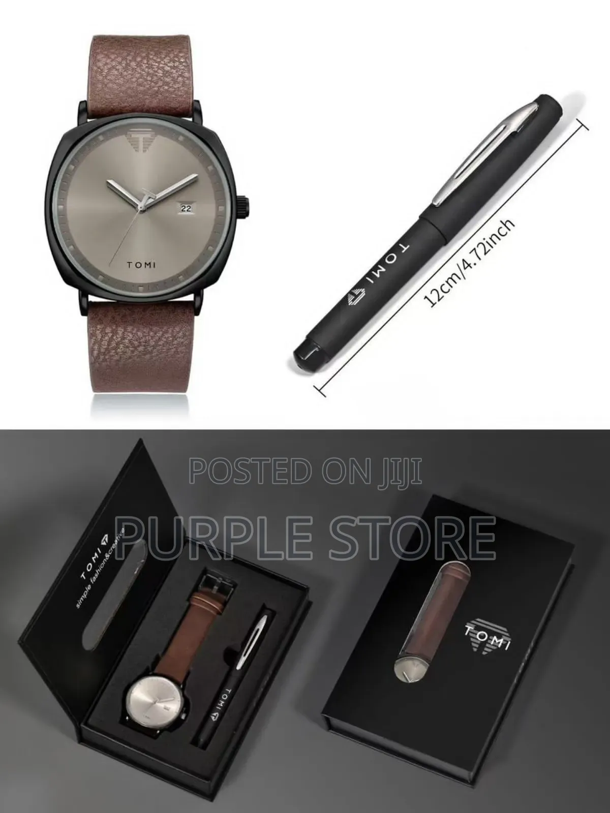Tomi Leather Watch and Pen Set