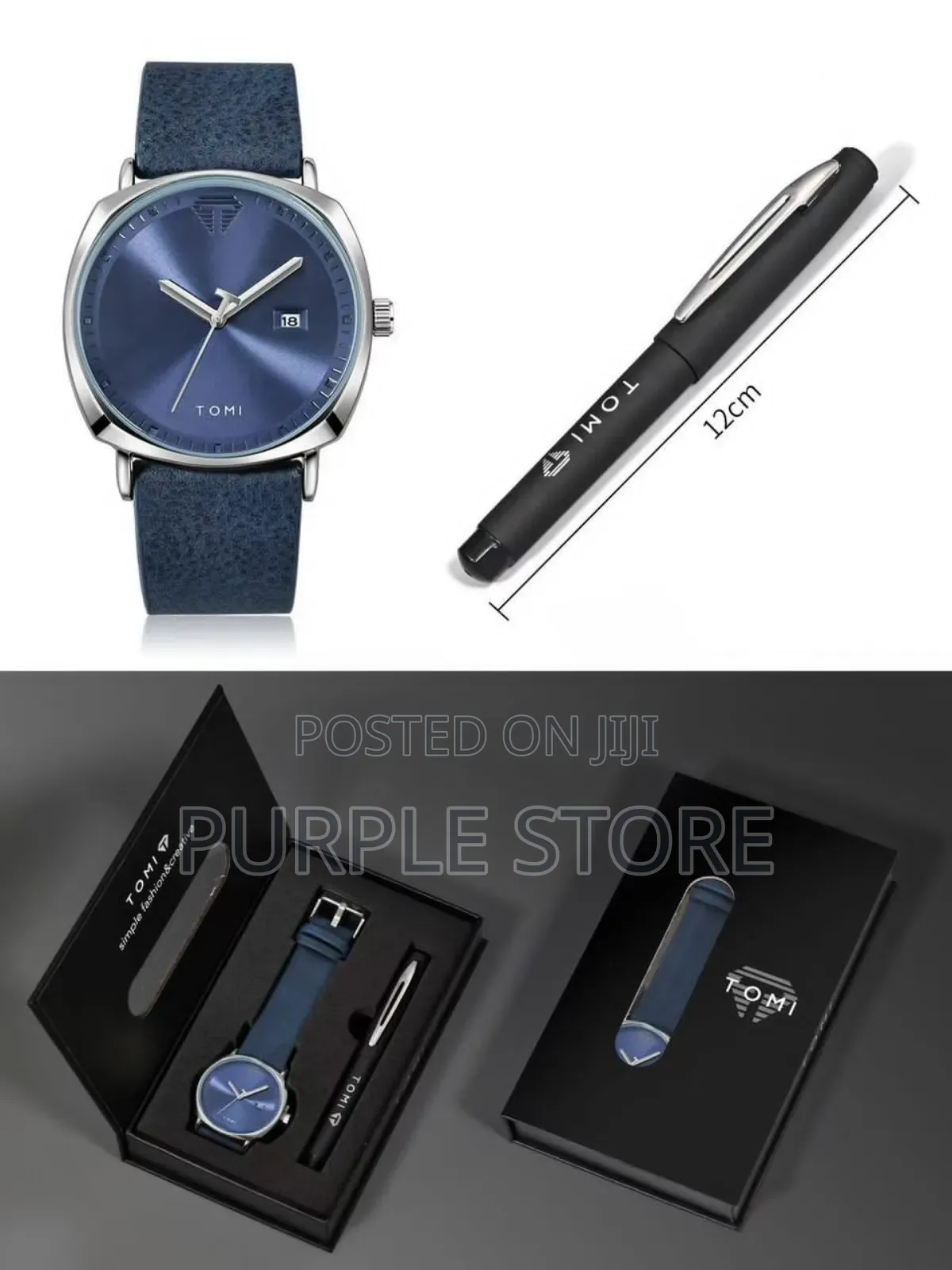 Tomi Leather Watch and Pen Set