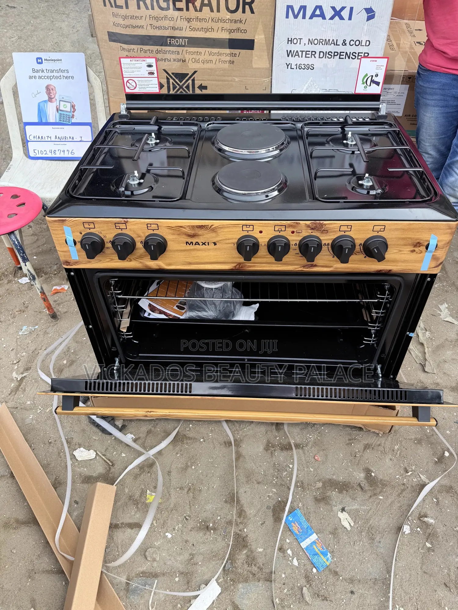 Maxi 60*90cm 5 Burner Wood Finish Gas Cooker | Max 60*90(5b) Wood