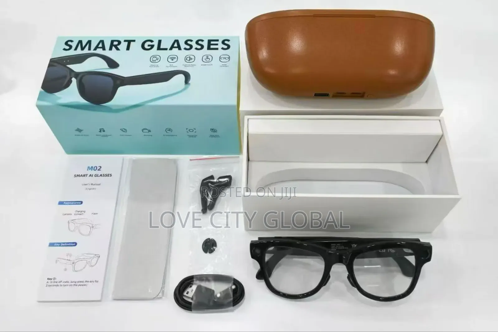 M02 Ultra Smart Glass Ai With Charging Case 12mp Hd Camera Video