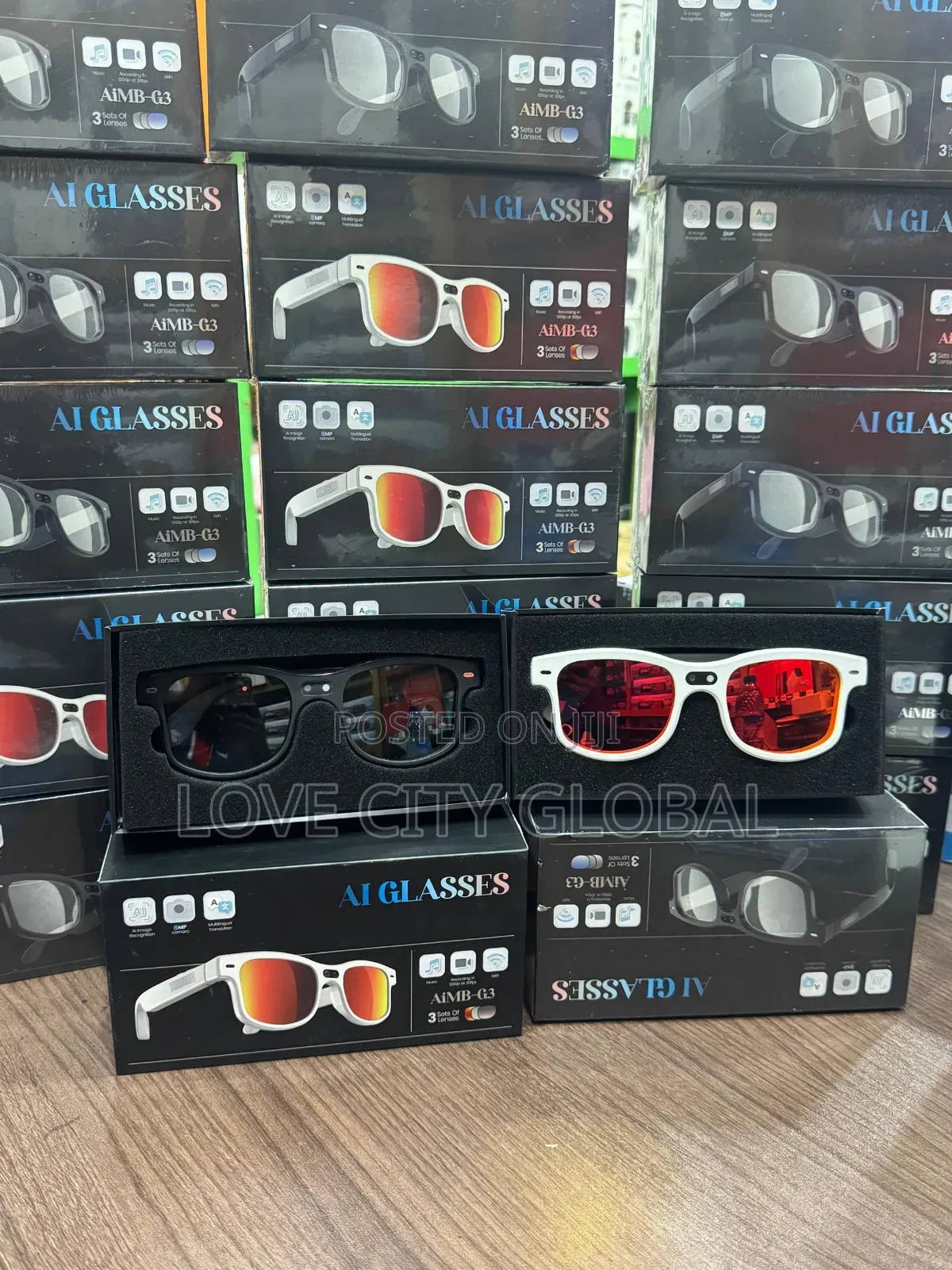 Aimb G3 Ai Smart Glass Hd Camera Video Enc Bt Call Music 3 Lens