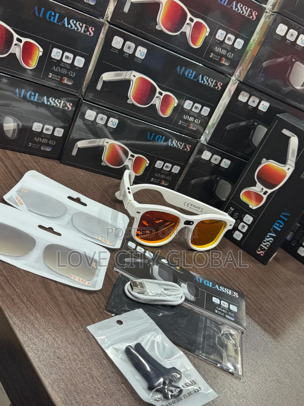 Aimb G3 Ai Smart Glass Hd Camera Video Enc Bt Call Music 3 Lens