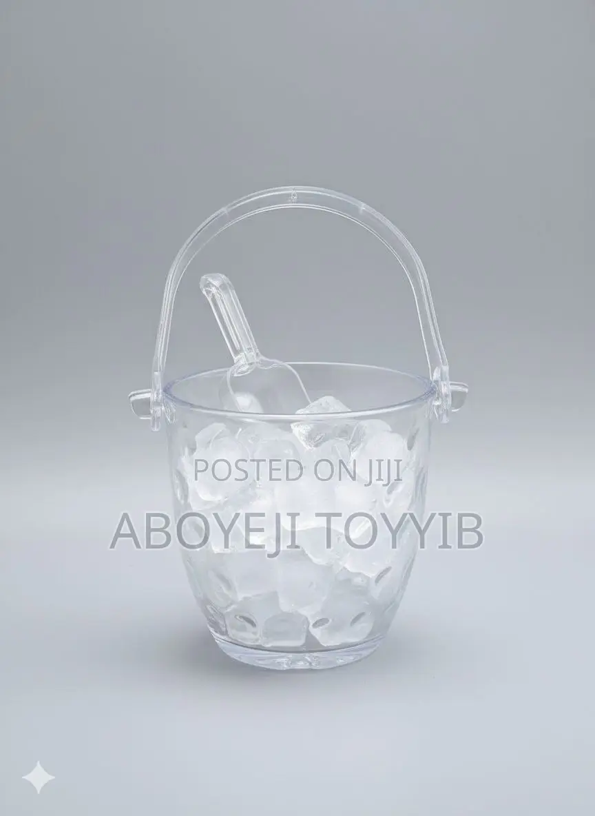 Glass Ice Bucket With Handle and Ice Tong Holds