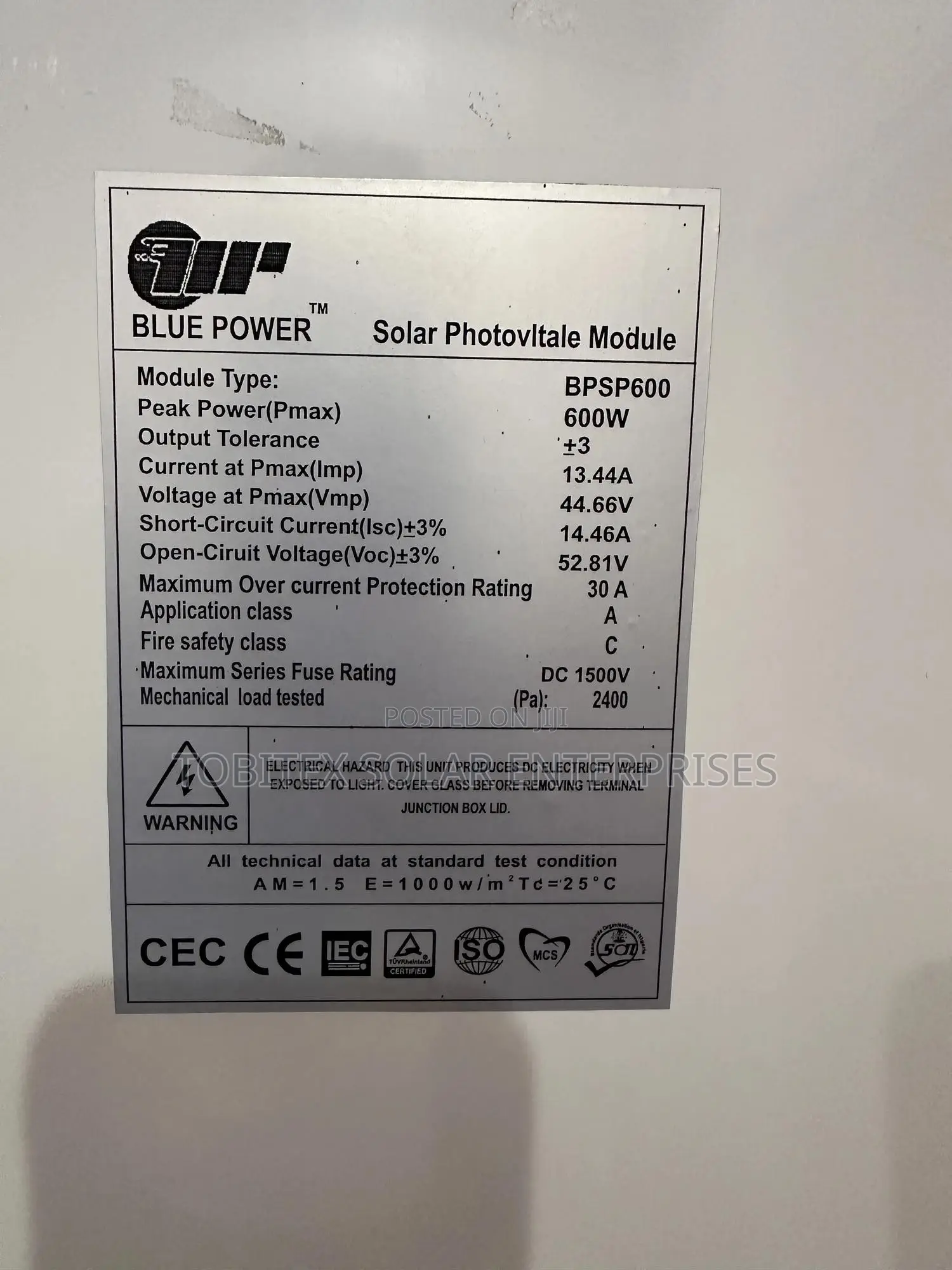 600w Blue Power Solar Panel