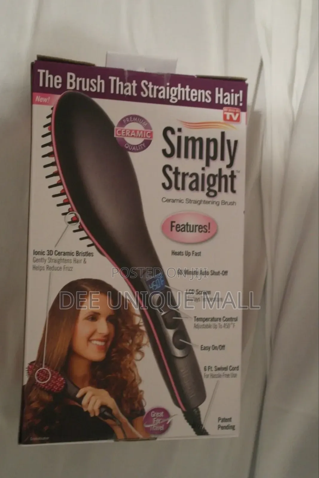Simply Straight Hair Straightener Brush(Black/Pink)