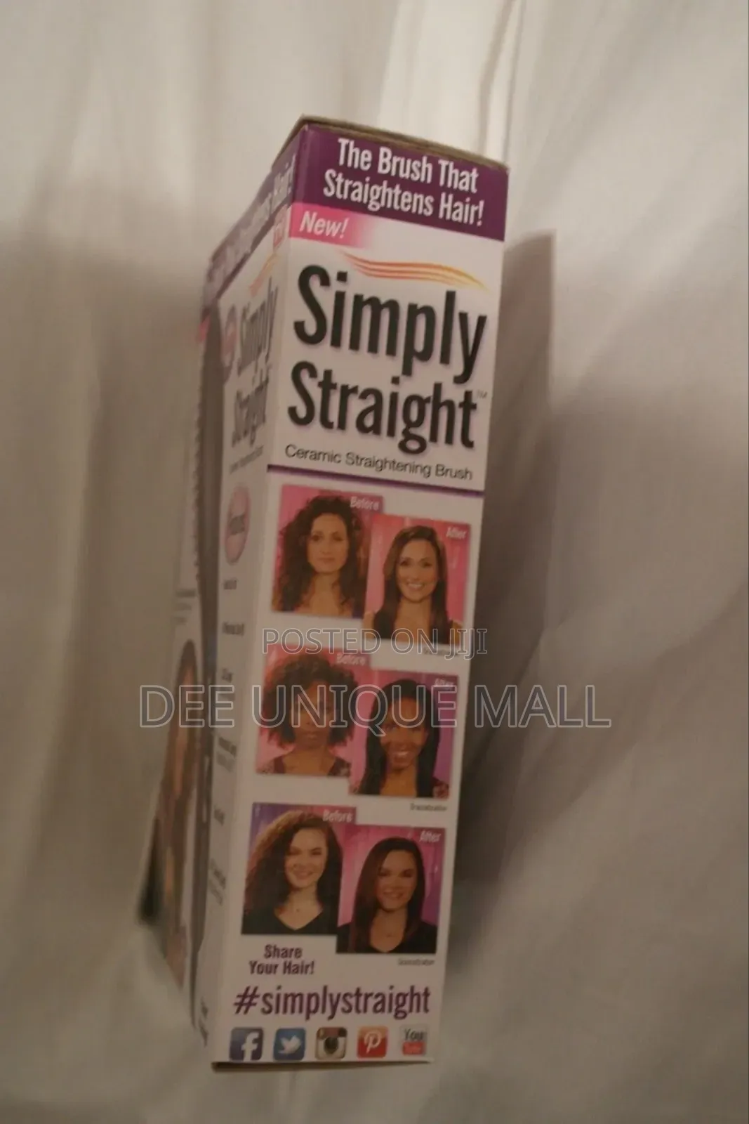 Simply Straight Hair Straightener Brush(Black/Pink)