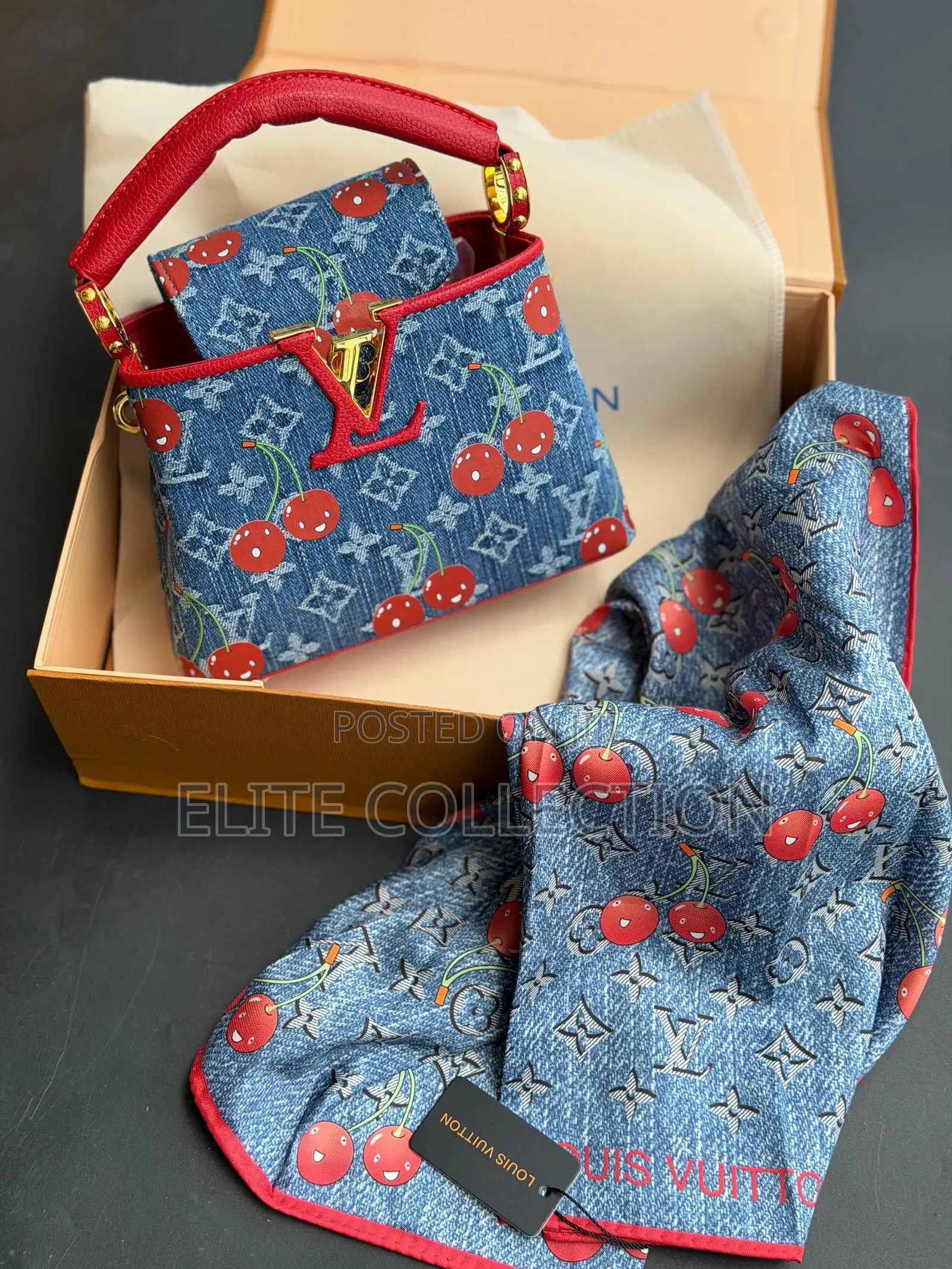 Original Luxury Denim Louis Vuitton Capucines Bag Premium Quality 