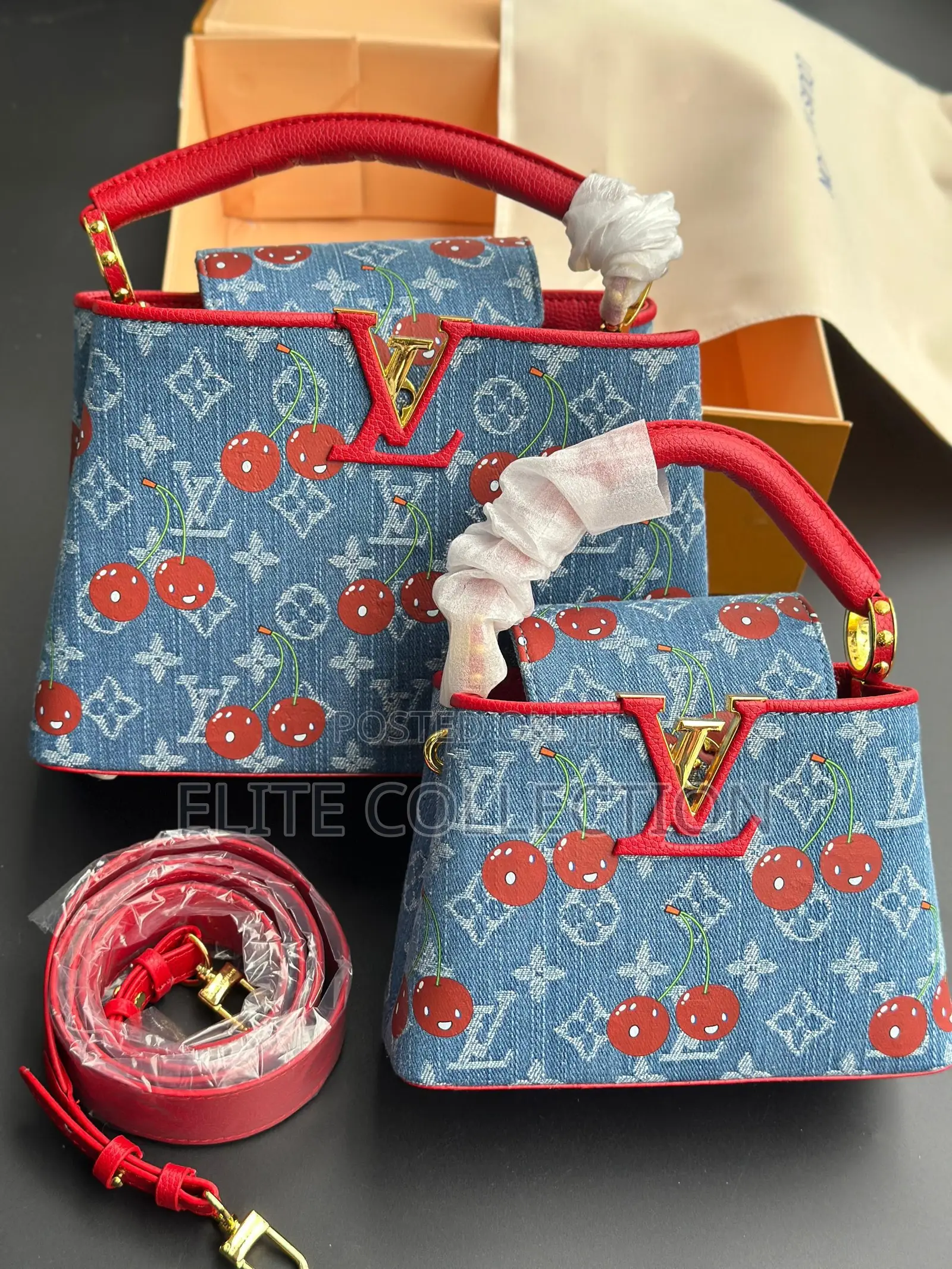 Original Luxury Denim Louis Vuitton Capucines Bag Premium Quality 
