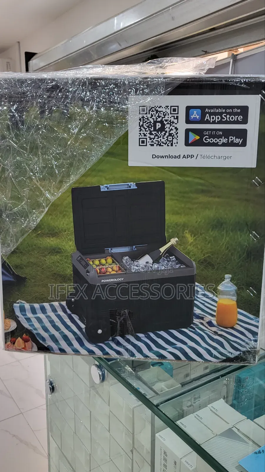 Powerology Portable Fridge 40l With Dual Compartment And Trolley
