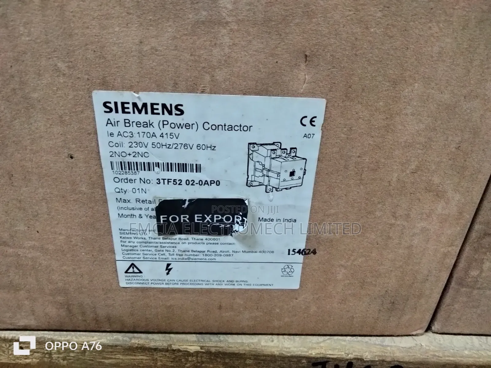 Siemens 3tf54 02-0ap0 Power Contactor