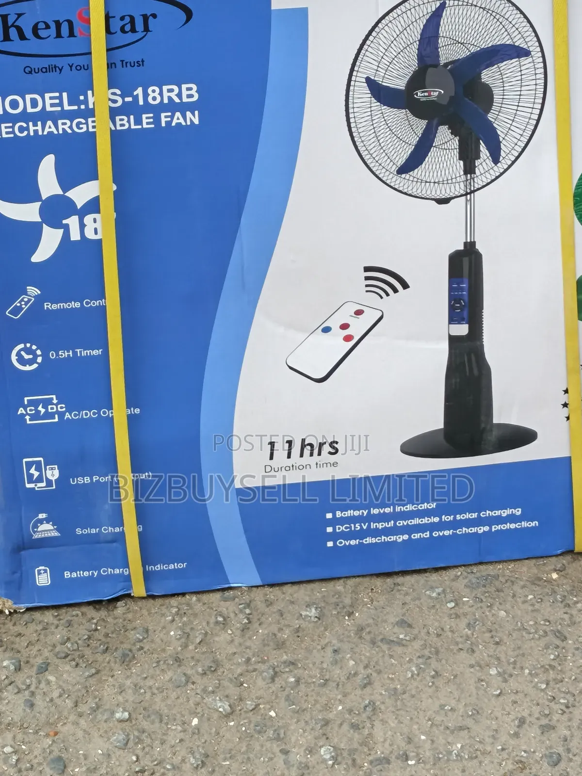 18" Inches Kenstar Rechargeable Standing Fan With Timer, Ac/Dc.