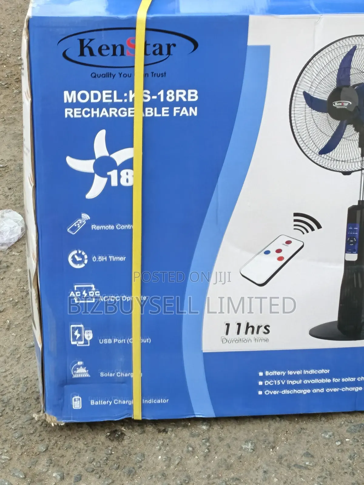 18" Inches Kenstar Rechargeable Standing Fan With Timer, Ac/Dc.