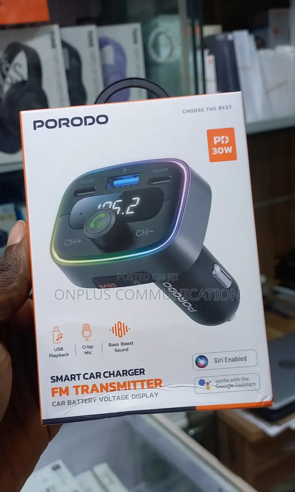 Porodo Dual Microphone Fm Transmitter Charger 45w