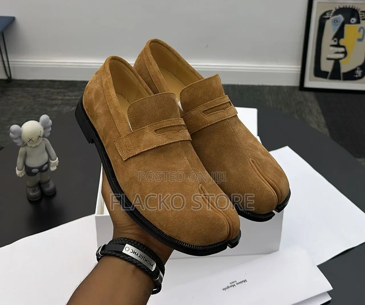 Original Vintage Frosted Leather Tabi Loafers Shoes