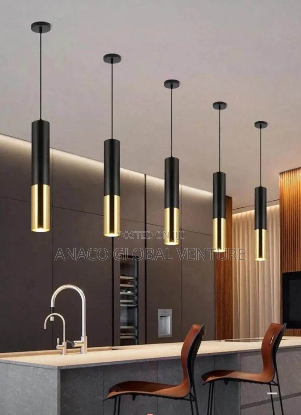 Led Single Dropping Light Black and Gold Design