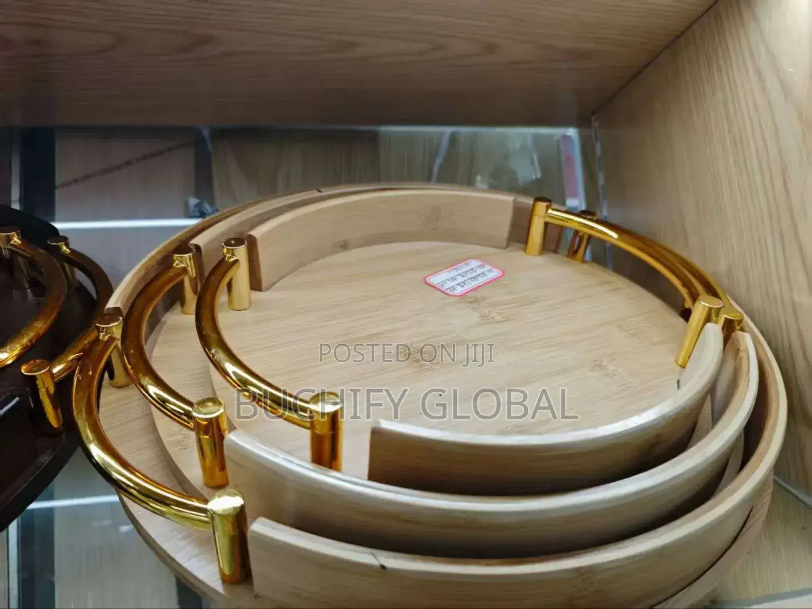 Round Brown Wooden Tray 3 in 1