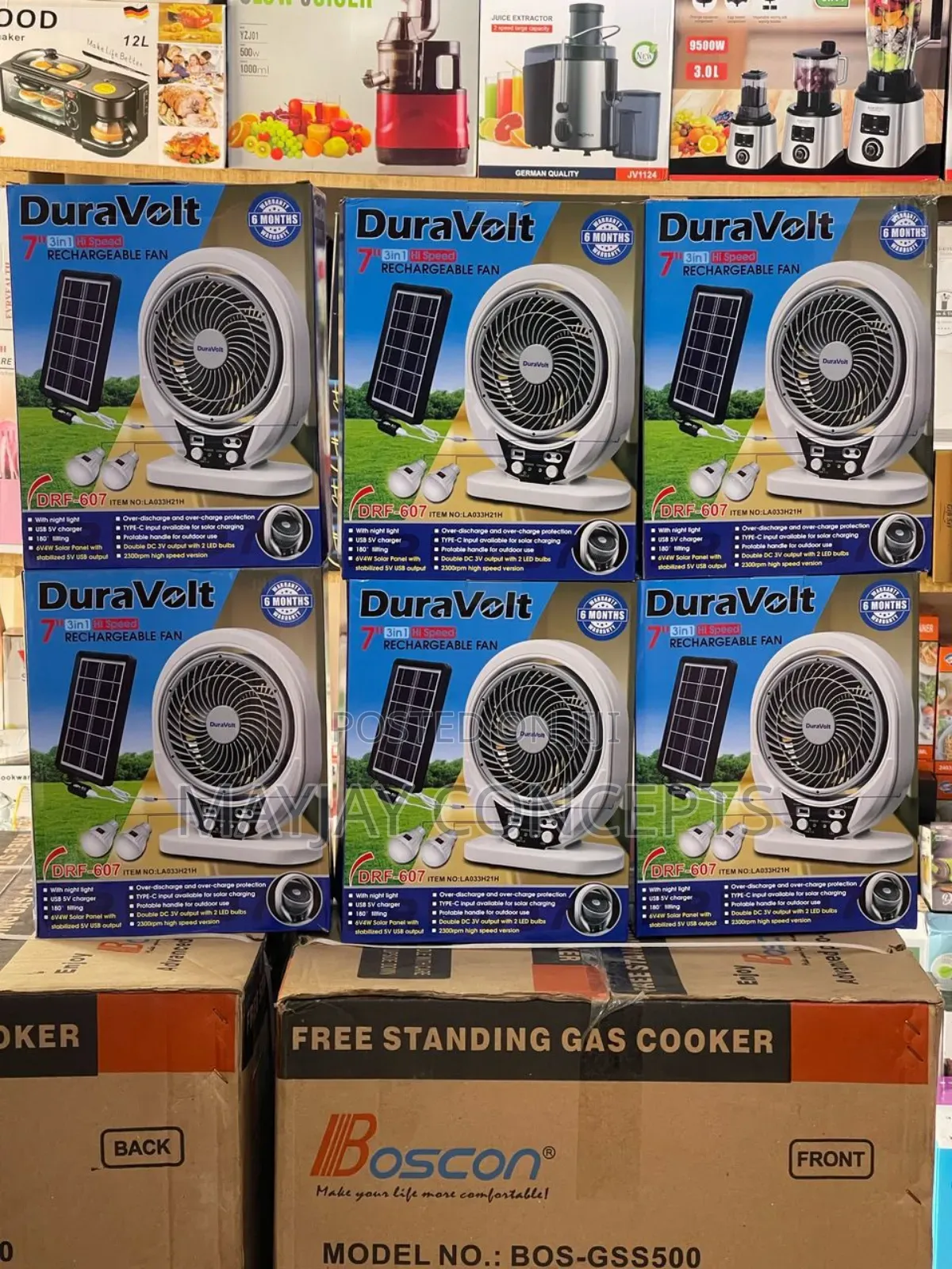 7" 3-in-1 Duravolt Solar Rechargeable Table Fan