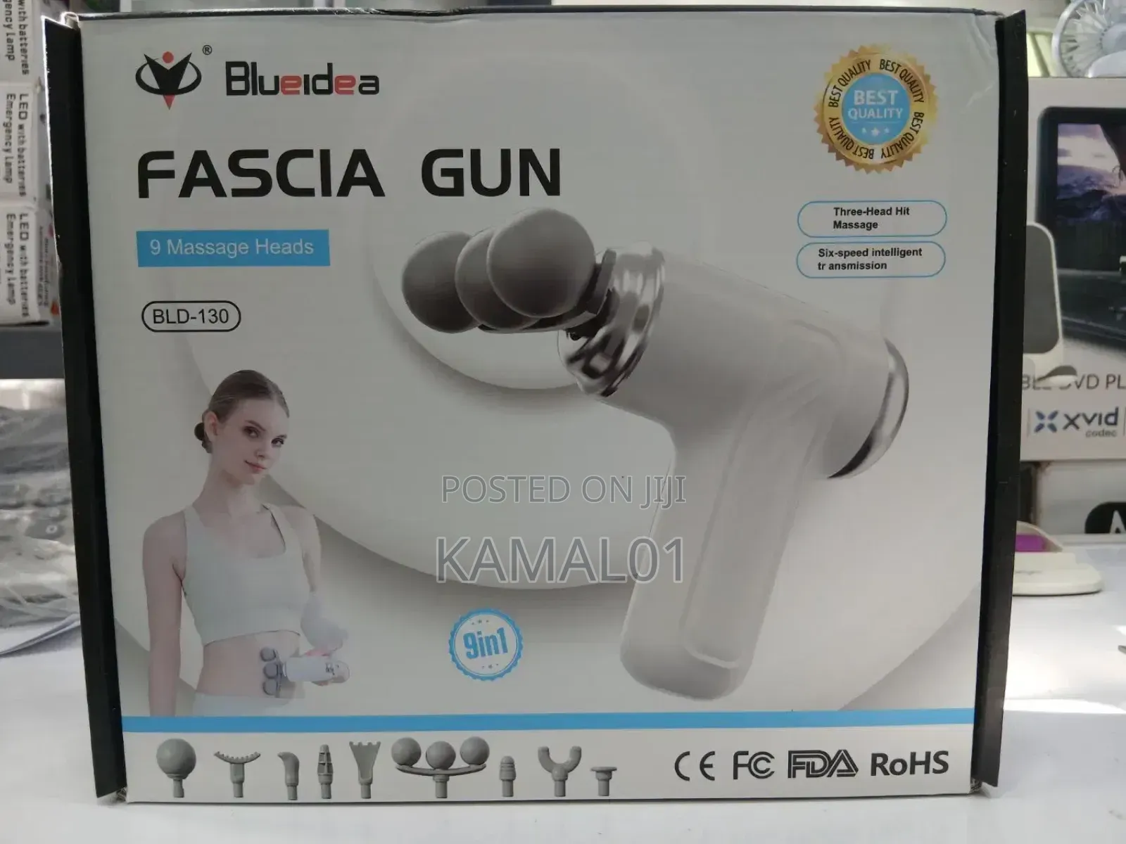 Blue Idea Massager Gun For Body Pain Relief,9 Adjustable Head