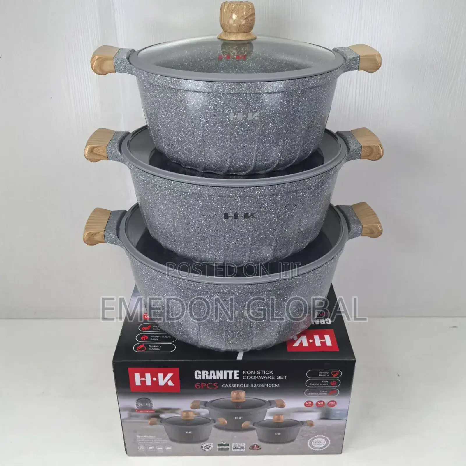 Hk Granite Pot 32,36,40cm Big Set