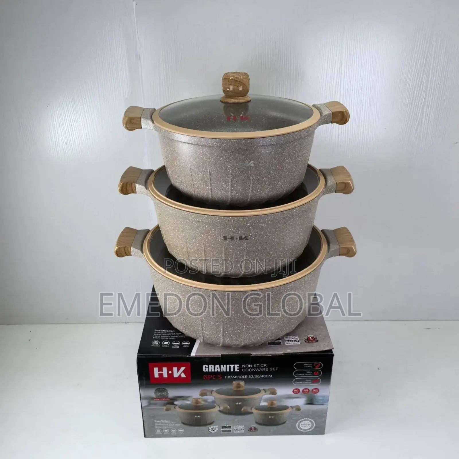 Hk Granite Pot 32,36,40cm Big Set