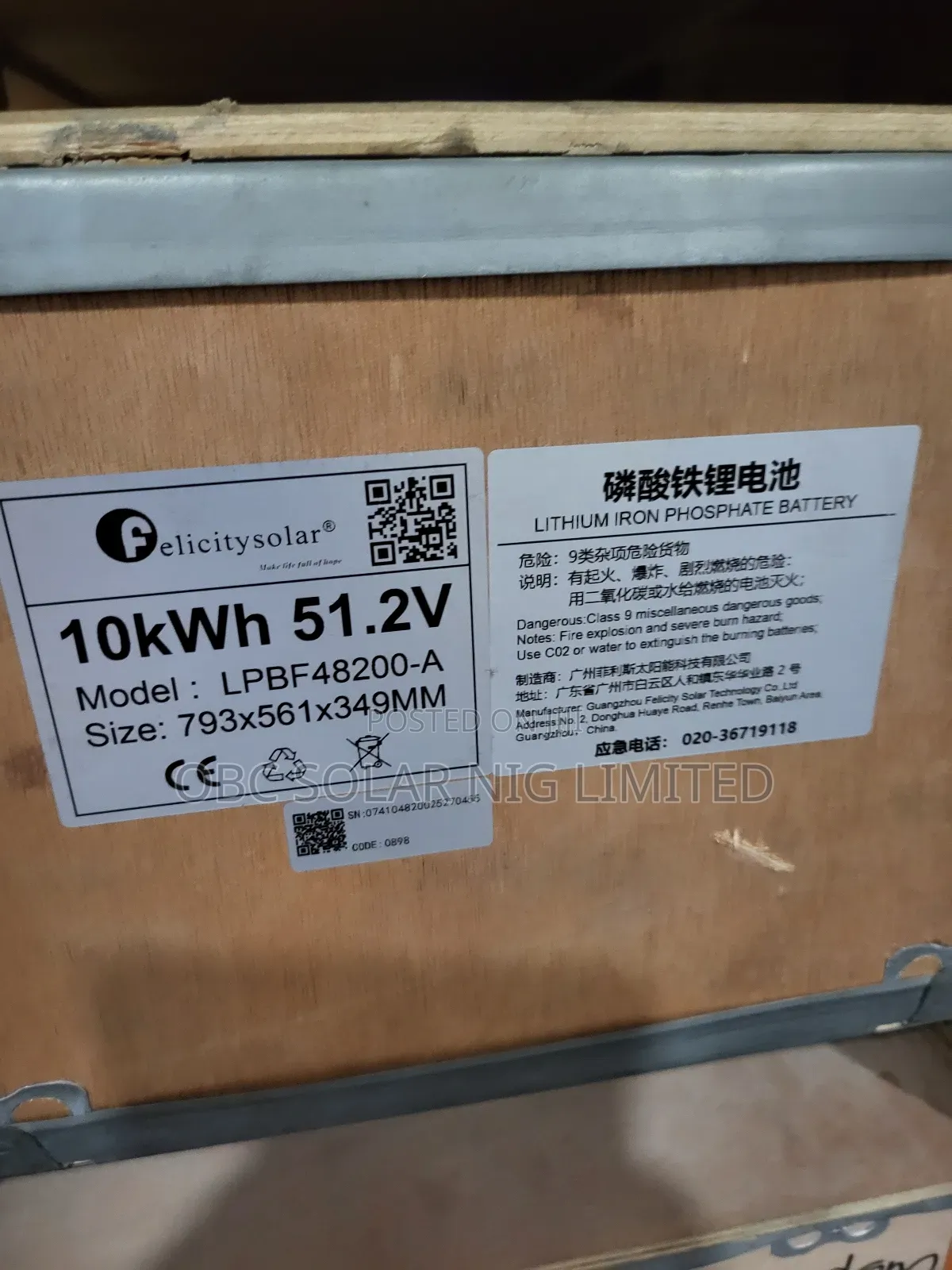 Felicity Lithium Ion Battery 10kwh 48v
