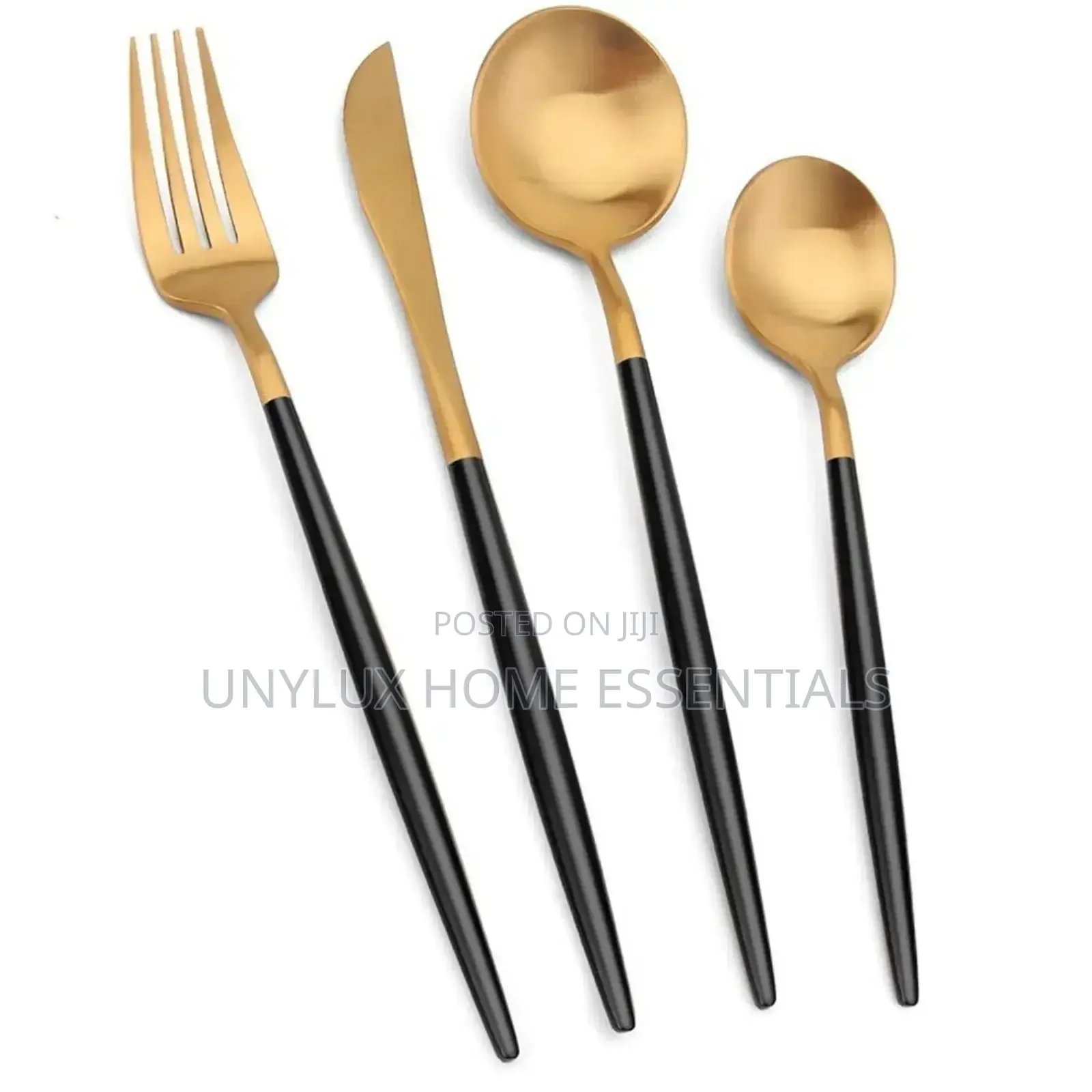 Gold and Black Cutlery Set