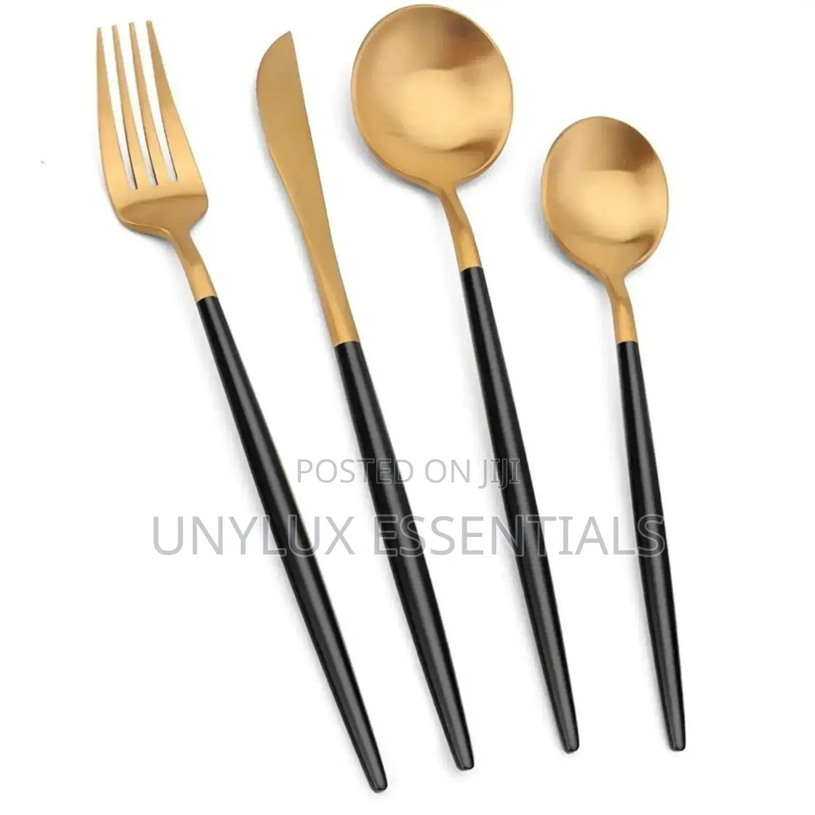 Gold and Black Cutlery Set