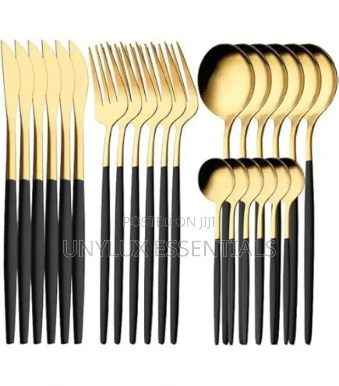 Gold and Black Cutlery Set