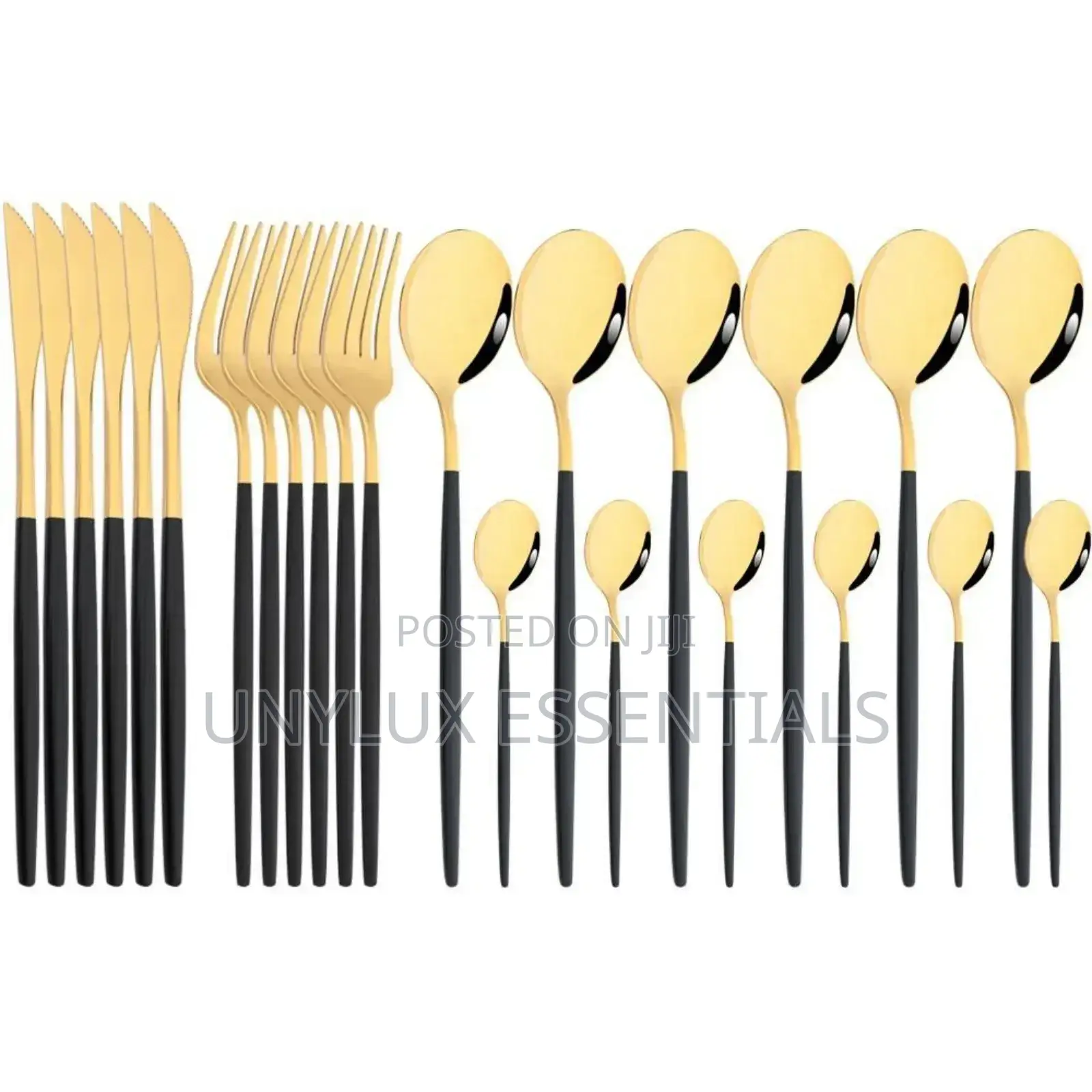 Gold and Black Cutlery Set