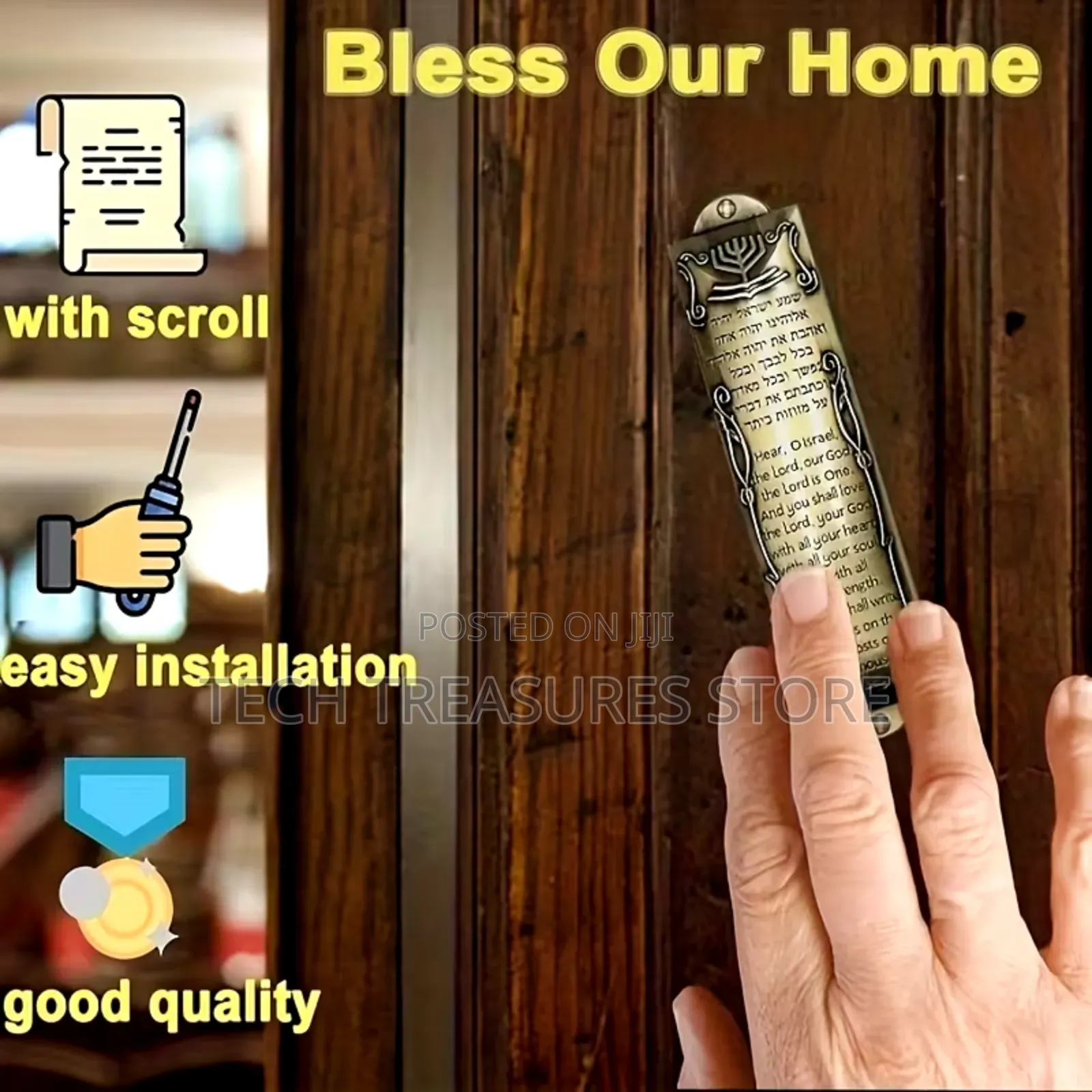 Mezuzah for Door, Metal Mezuzah With Scroll