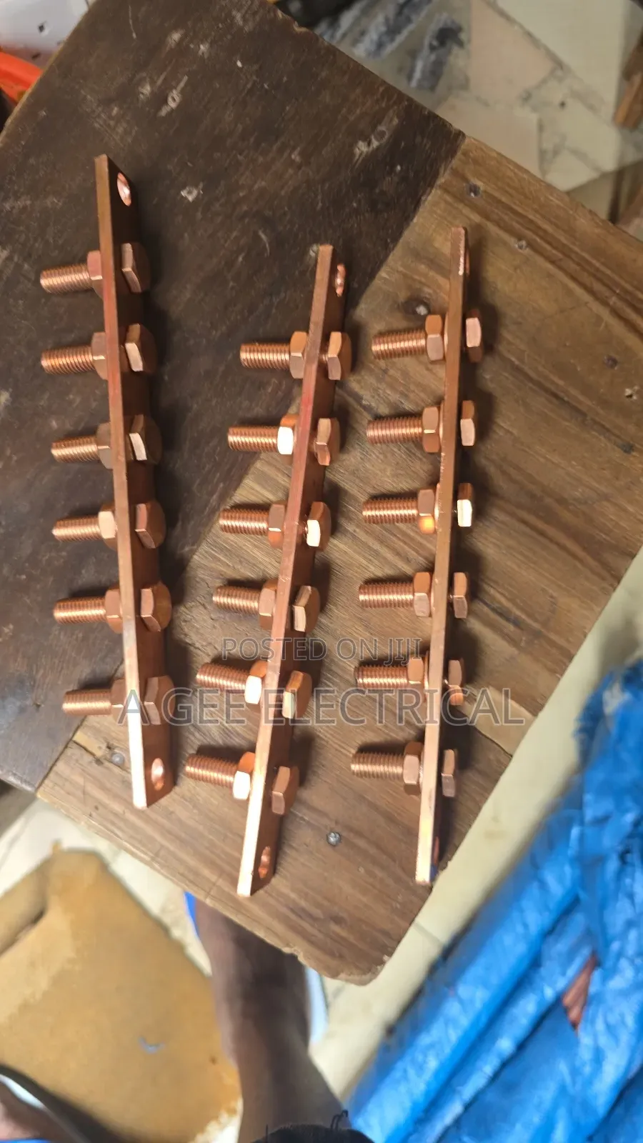 6 Way Copper Bar With Copper Bolt and Nut