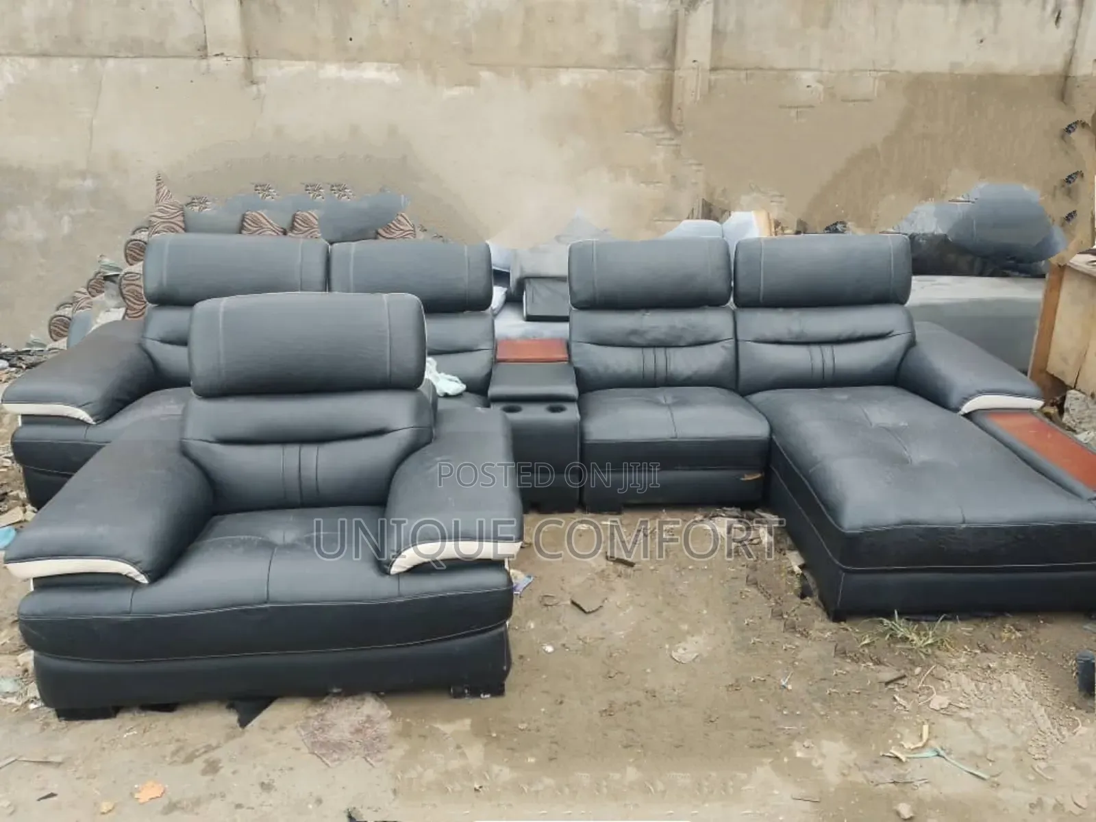 Imported Executive L Shape Section Leather Sofa With Single Seater
