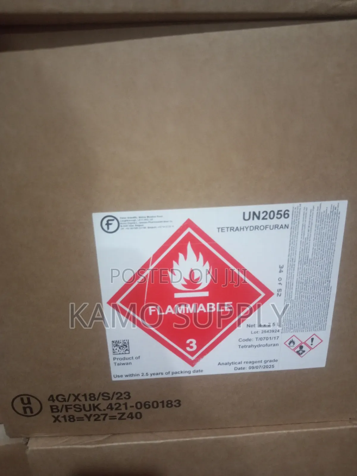 Tetrahydrofuran 2.5ltrs Analytical Reagent Grade Fisher U.K