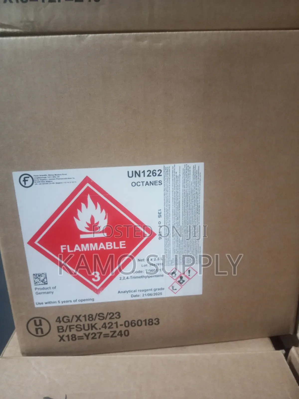 2,2-4 Trimethylpentane, Certified Analytical Grade 2.5ltrs Fisher U.K