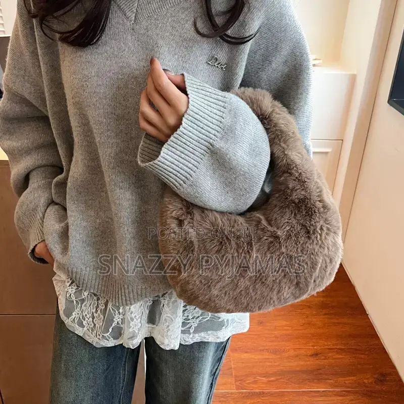 Fur Handbag Blue