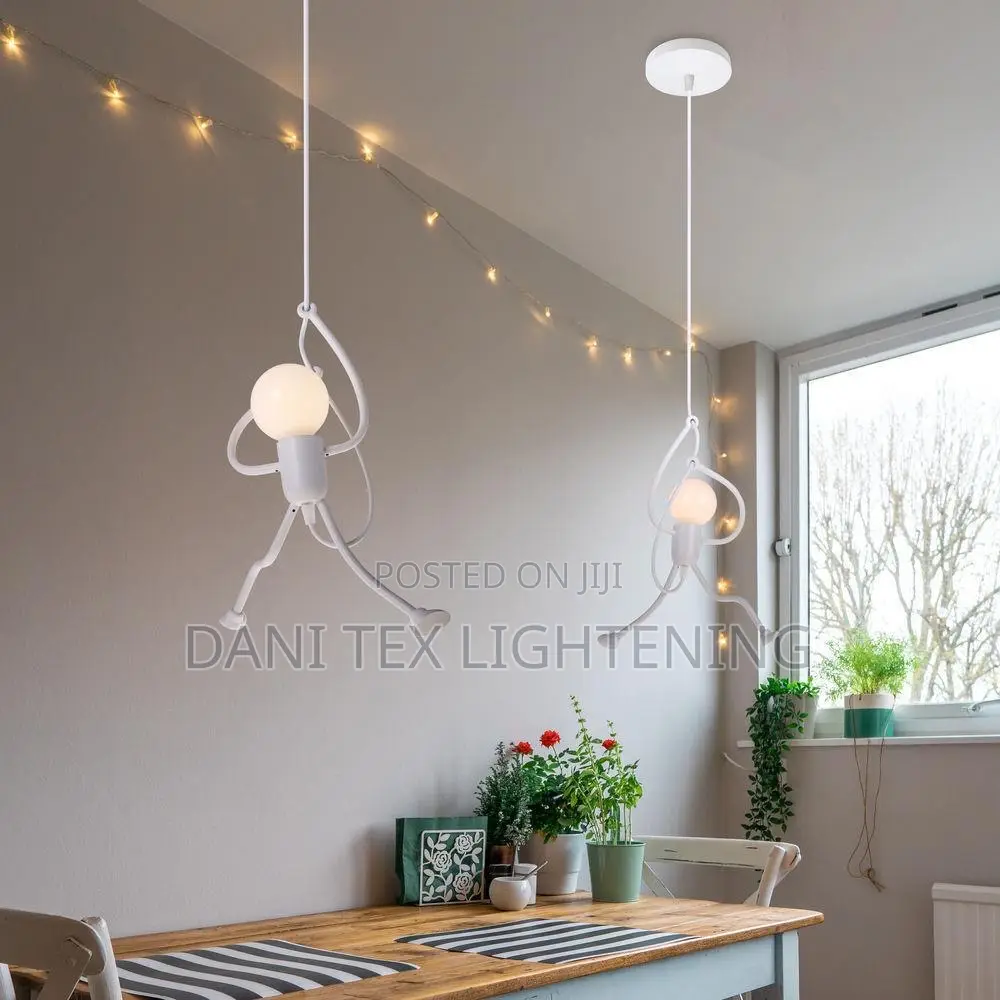 Vintage Iron Little Man Modern Arts Chandelier Led Ceiling Lamp Home