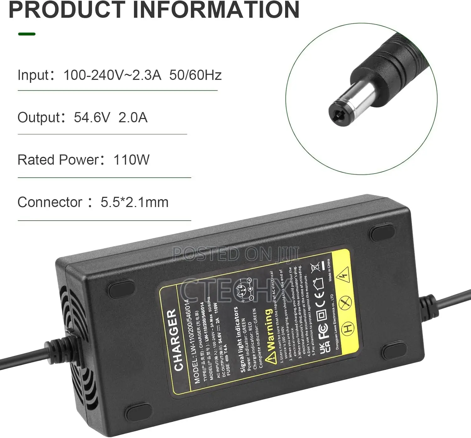 54.6v 48v 2a Electric Bike Lithium Battery Charger for 48v 2a