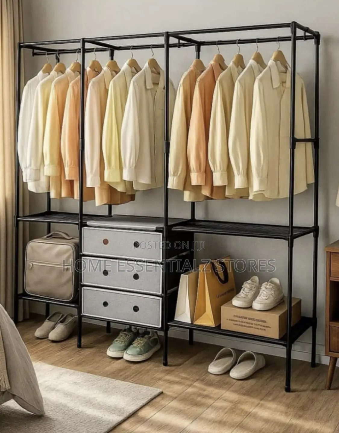 3 - Partitioned Naked Wardrobe Clothes Hanger