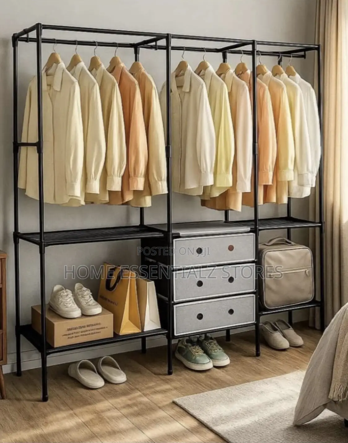 3 - Partitioned Naked Wardrobe Clothes Hanger