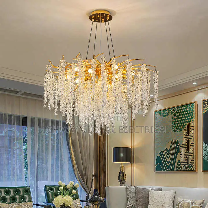 High End Home Simple Crystal Tassel Tree Branch Octagonal Chandelie