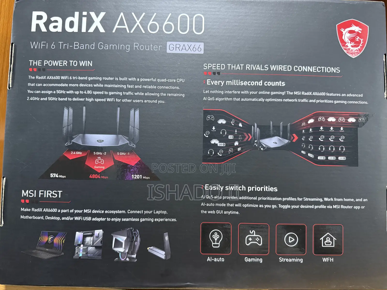 Msi Radix Ax6600 Wifi 6 Tri-Band Gaming Router