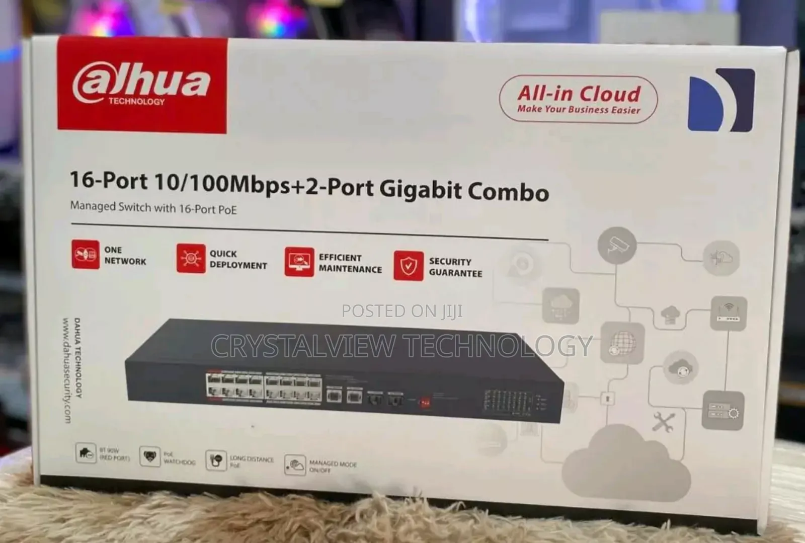 Dahua 16port Poe Switch With 2 Port Gigabit Uplinks (Rj45/Sfp)