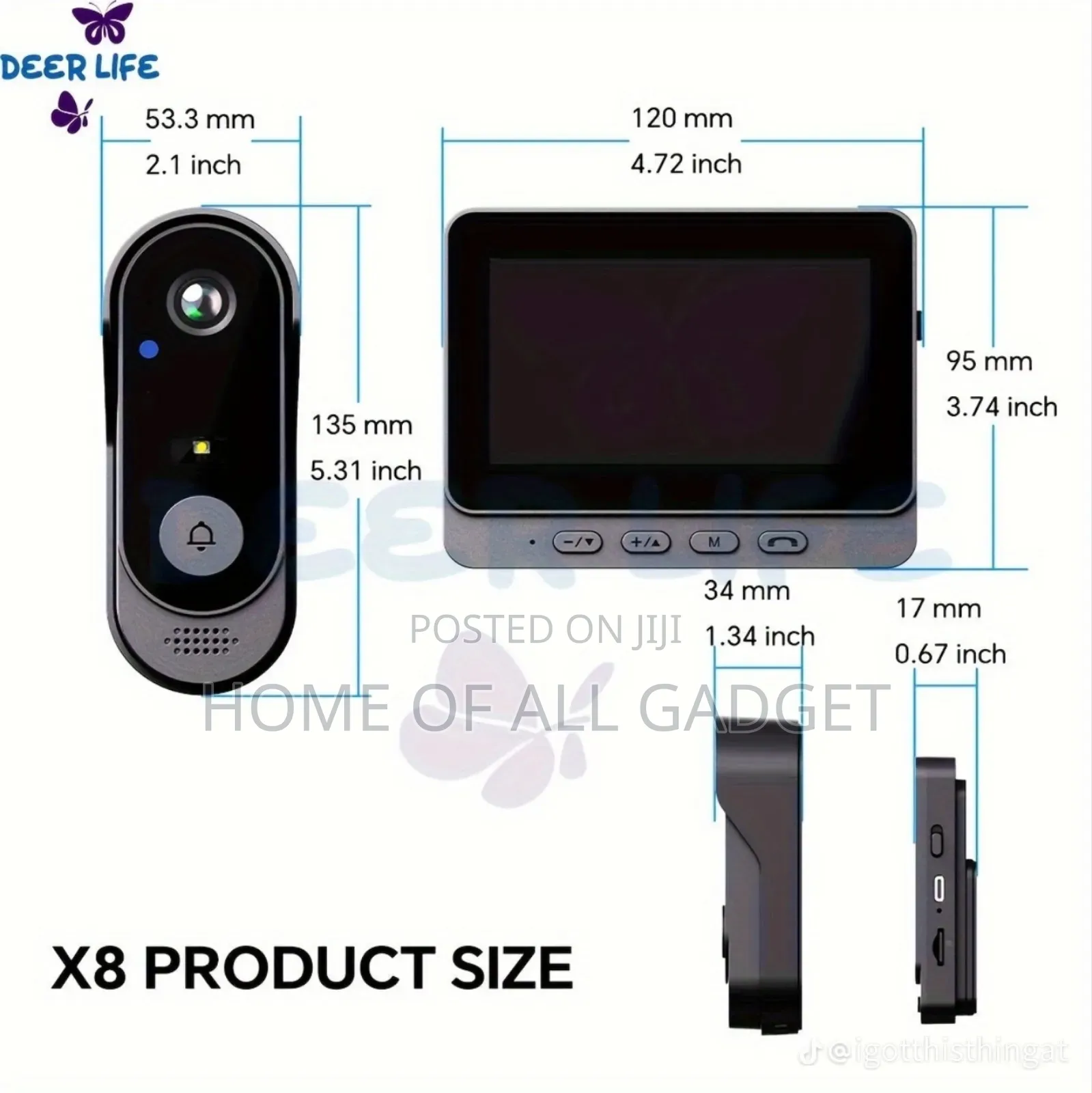 X8 Non-Wifi Video Doorbell With a Monitor.