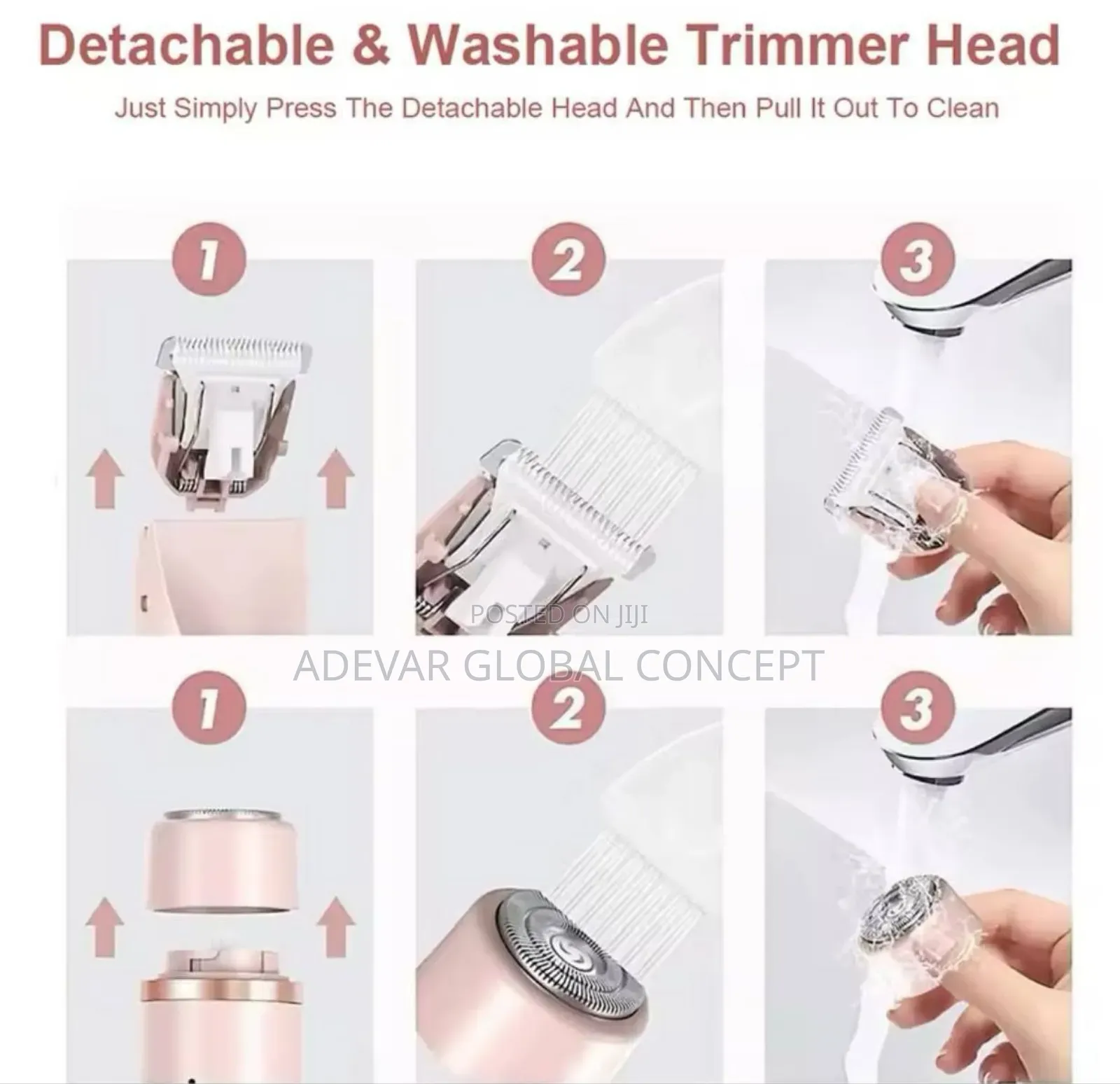 2 in 1 Dual Head Electric Trimmer Hair Shaver for Women Wet Dry