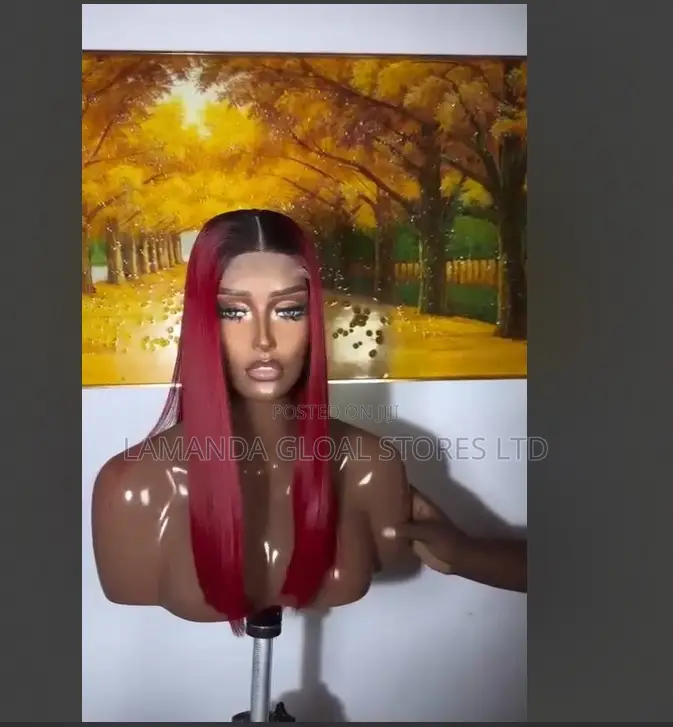 Quality Wine Human Hair Straight Wig