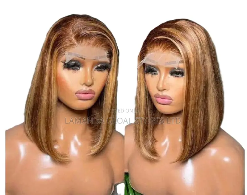 Quality 4 by 4 Closure Mixed Colored Straight Bob Wig