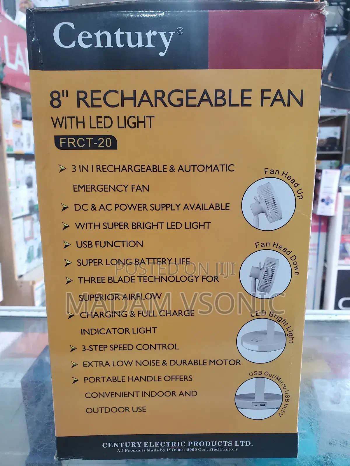 Century 8" Rechargeable Fan